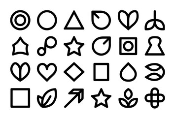 Unique Minimal Fat Line Art Icons Set