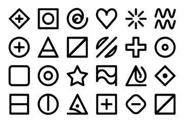 Minimalist Line Art Icons Vector Illustration