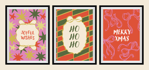 A collection of Christmas greeting cards with whimsical holiday ornaments. © DesignThatMatters