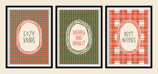A collection of Christmas greeting cards with whimsical holiday ornaments. © DesignThatMatters
