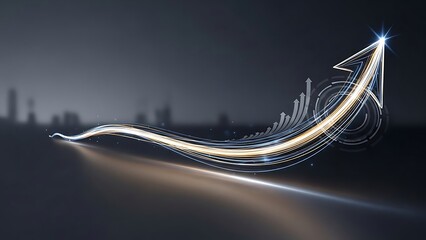 Dynamic arrow soars upward illustrating growth and progress in a sleek professional style, perfect for business presentations and future planning visuals