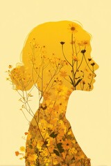 Silhouette of a woman filled with flowers, symbolizing inner beauty and growth.