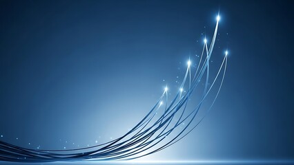 Dynamic blue lines rising to success in modern tech world, representing growth, innovation, and connection for business achievements and bright future