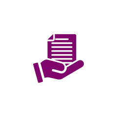Purple hand holding document icon isolated on transparent background