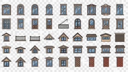 Collection of Architectural Window and Door Designs in Vector Format