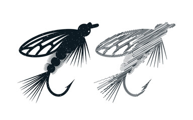 Two fly fishing lures isolated on white