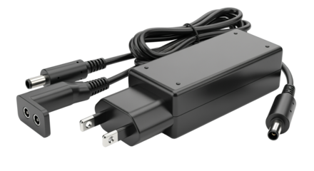Black Power Adapter Charger White Background