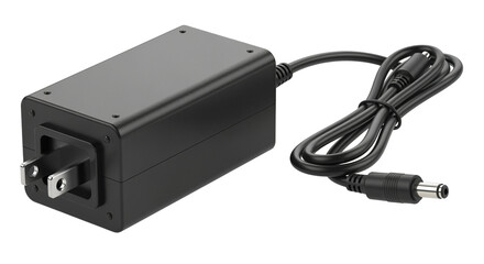 Black AC Power Adapter White Background