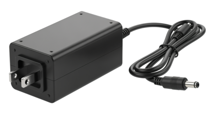 Black AC Power Adapter White Background