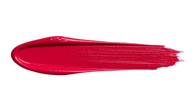 textured abstract raspberry color paint stroke isolated on transparent background, png