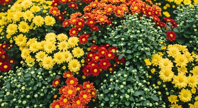 Colorful chrysanthemums in full bloom a vibrant floral display for autumn