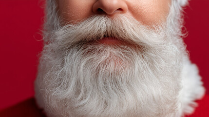 Obraz premium Photo of Santa Claus' beard isolated on perfectly red background