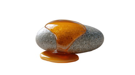 Smooth stone with honeylike syrup dripping over its surface.