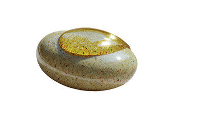 Smooth decorative pebble with a glossy surface and unique design.