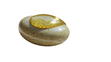 Smooth decorative pebble with a glossy surface and unique design.