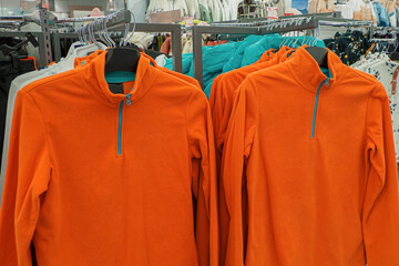 Casual clothes. Sweater. Clothing store. Textile industry. Marketing