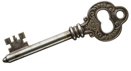 Vintage Ornate Skeleton Key Isolated