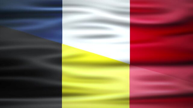 France and belgium flag fusion video 4K