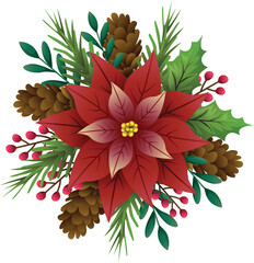 Poinsettia ornament pine decoration season december