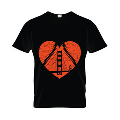 San Francisco Baseball Heart T-Shirt