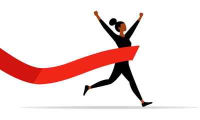  Victory. A female runner crosses the finish line.