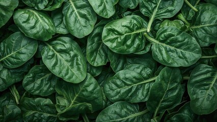Obraz premium Green leafy vegetable, spinach, fresh vegetable, healthy greens, lush leaves, natural produce.