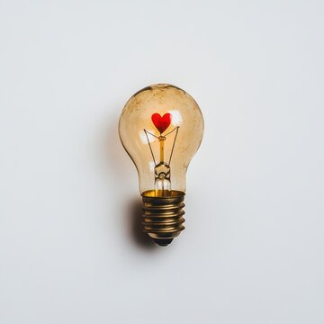 Light Bulb with Heart Design Symbolizing Creativity and Love
