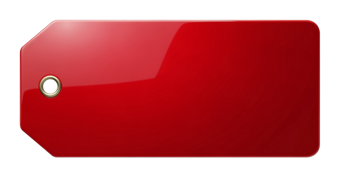 Red Glossy Price Tag with Eyelet