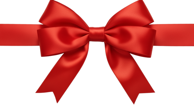 Elegant Red Ribbon Bow Transparent Background