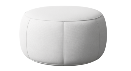 Modern White Round Fabric Ottoman Isolated