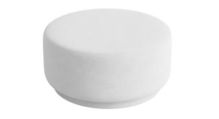 Modern White Fabric Round Ottoman Pouf