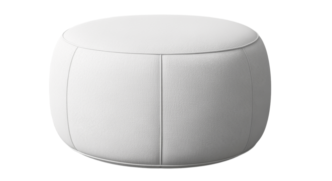 Modern White Round Fabric Ottoman Isolated