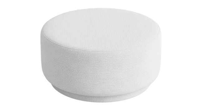 Modern White Fabric Round Ottoman Pouf