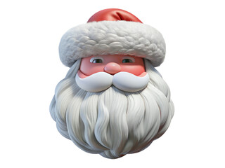Santa claus head decoration isolated on transparent background