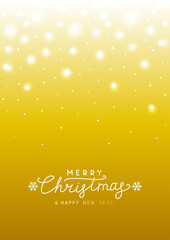 Starry sparkles on golden background for Merry Christmas and New Year greeting card design