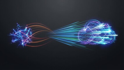 Abstract digital data transfer with glowing lines representing connectivity and information flow. High speed internet connection concept and big data.