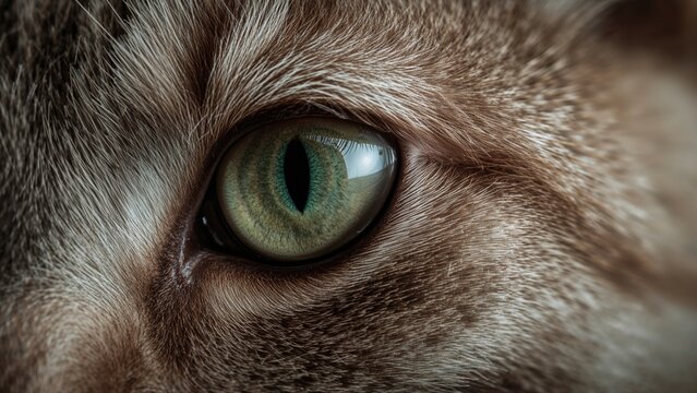 Close-up of a cat's eye, capturing the intricate details and coloration. 1967