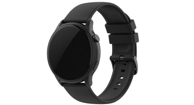 Sleek Black Smartwatch on Transparent Background