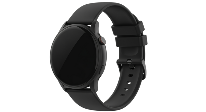 Sleek Black Smartwatch on Transparent Background