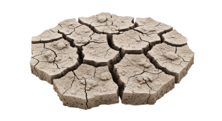 Dry Cracked Earth Patch on White