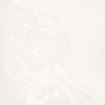 Soft ivory romantic background with faint hearts and floral swirls, vintage paper texture and generous copy space&mdash;elegant backdrop for weddings, Valentine cards, stationery, and banners.