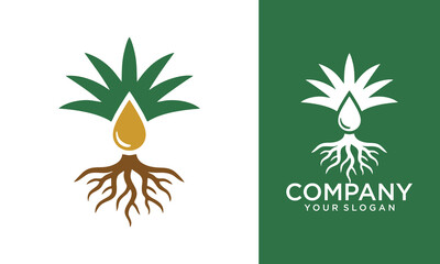 Naklejka premium Palm oil logo. Palm tree with oil icon logo design illustration.