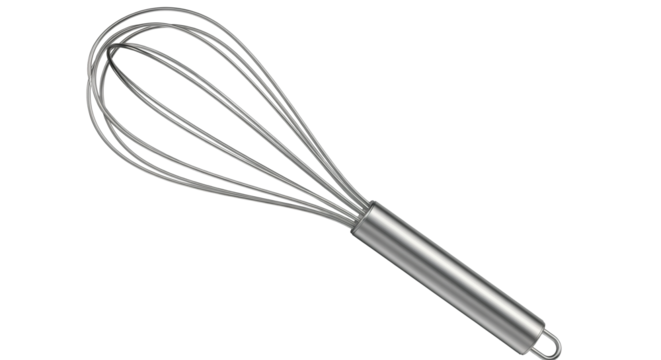 Stainless Steel Kitchen Whisk on White
