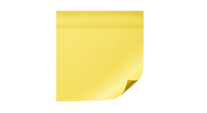 Yellow Sticky Note with Curled Corner