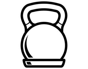 Heavy kettlebell weight for gym workout hand drawn vector illustration. Black and white fitness equipment icon sketch isolated on white background.