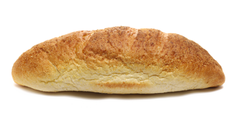 Fresh baked, loaf of corn bread isolated on white, clipping path, side view