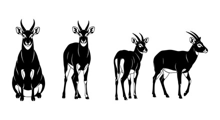Antelope silhouette collection: different views of african wildlife art