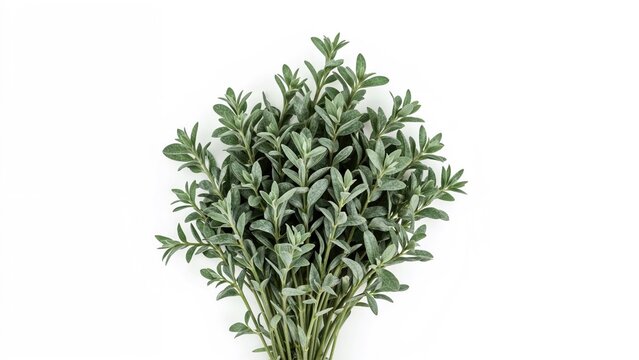 Fresh sage herb plant in a bunch on a white background.