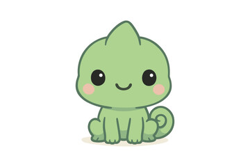 Obraz premium Cute kawaii chameleon character with adorable smiling expression