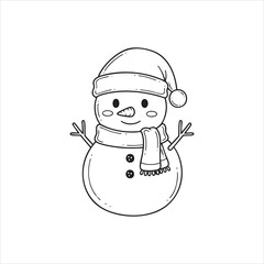 Simple Snowman Outline Drawing